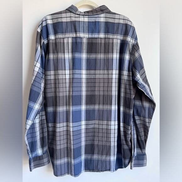 COLUMBIA flannel plaid button up Men’s Shirt Pocket Blue Gray - Picture 5 of 11